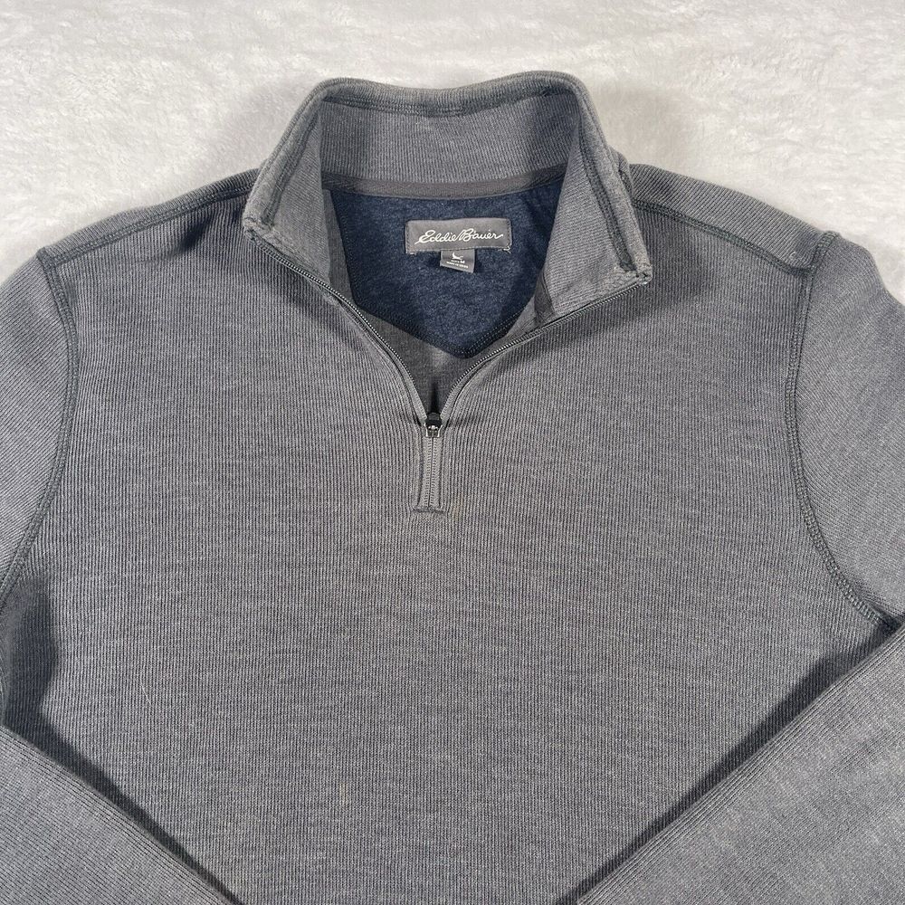 Eddie Bauer Mens Medium Everyday Fleece Gray Blend 1/4 Zip Mock Neck Outdoor